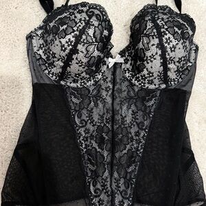 Victoria's Secret Black Lace Bustier Chemise